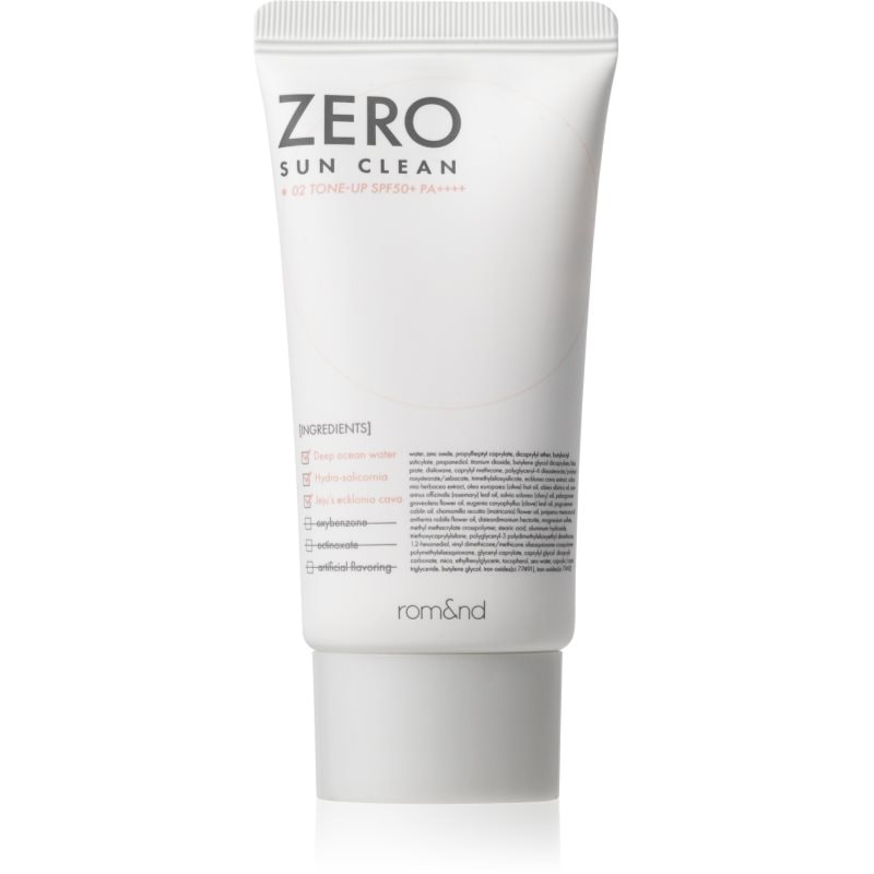 rom & nd Zero Sun Clean лек тониращ крем с хидратиращ ефект SPF 50+ - Грижа за лице - Сравни цени от 1 магазин с безплатна доставка