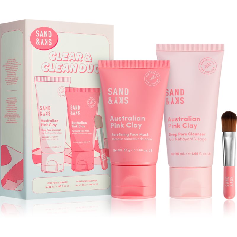 Sand & Sky Australian Pink Clay Clear & Clean Duo комплект за грижа за лице - Комплект - Сравни цени от 1 магазин с безплатна доставка