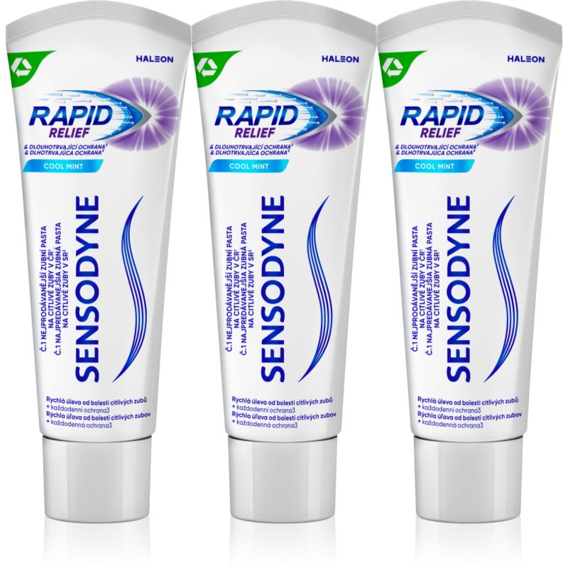 Sensodyne Sensodyne Rapid Cool Mint паста за зъби с флуорид за чувствителни зъби 3x - Унисекс парфюм 75мл - Сравни цени от 1 магазин с безплатна доставка