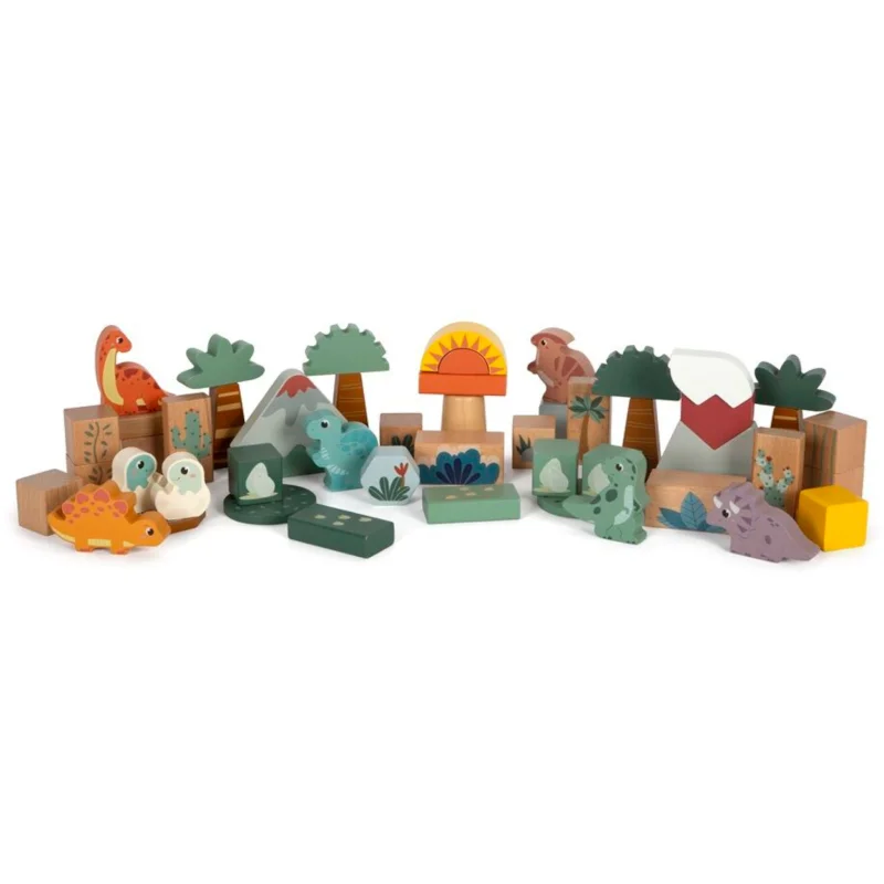 Small foot Wooden Building Blocks Dino играчка за подреждане от дърво 12 m+