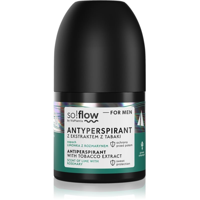 so!flow Men Antiperspirant рол- он против изпотяване за мъже Tobacco extract scent of Lime with Rosemary - Грижа за тяло - Сравни цени от 1 магазин с безплатна доставка