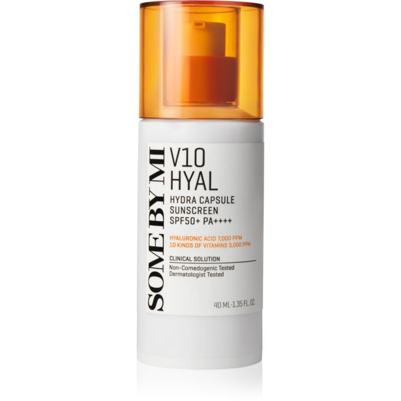 Some By Mi V10 Hyal Hydra Capsule Sunscreen защитен крем за чувствителна и нетолерантна кожа на лицето SPF 50+