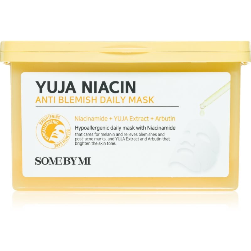 Some By Mi Yuja Niacin Anti Blemish Daily Mask озаряваща платнена маска да уеднакви цвета на кожата голяма опаковка - Грижа за лице - Сравни цени от 1 магазин с безплатна доставка