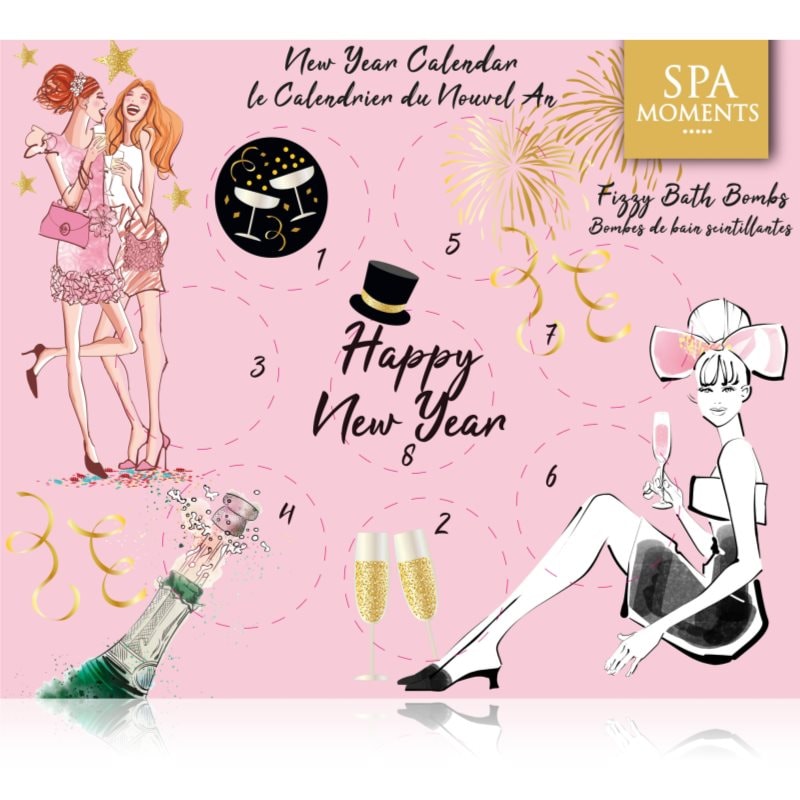 Spa Moments Happy New Year Sparkling Bath Bombs Календар за обратно отброяване до Нова година - Грижа за тяло - Сравни цени от 1 магазин с безплатна доставка