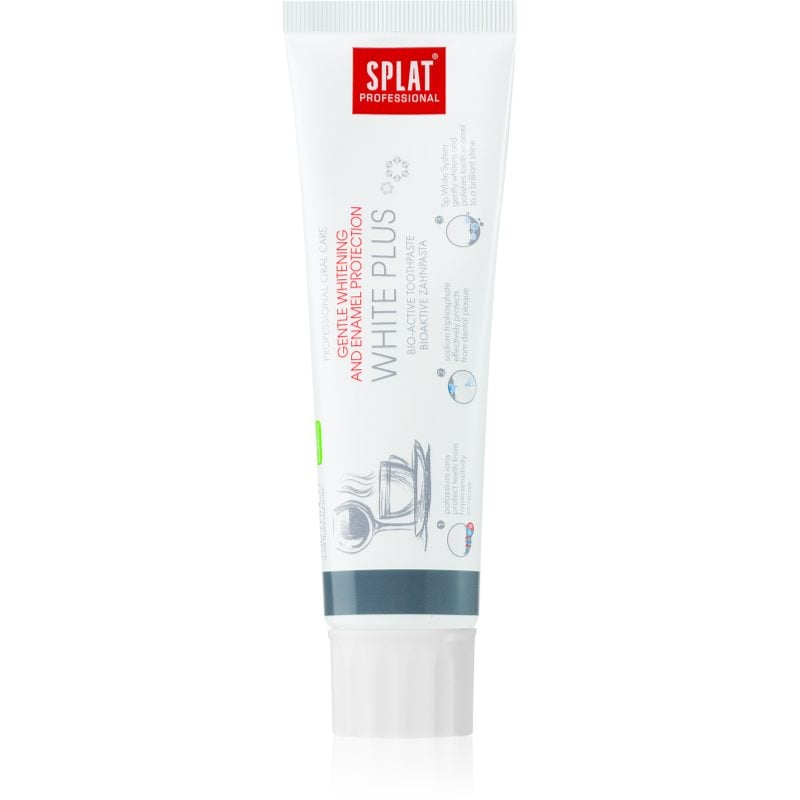 Splat Professional White Plus биоактивна паста за зъби за щадящо избелване и защита на зъбния емайл