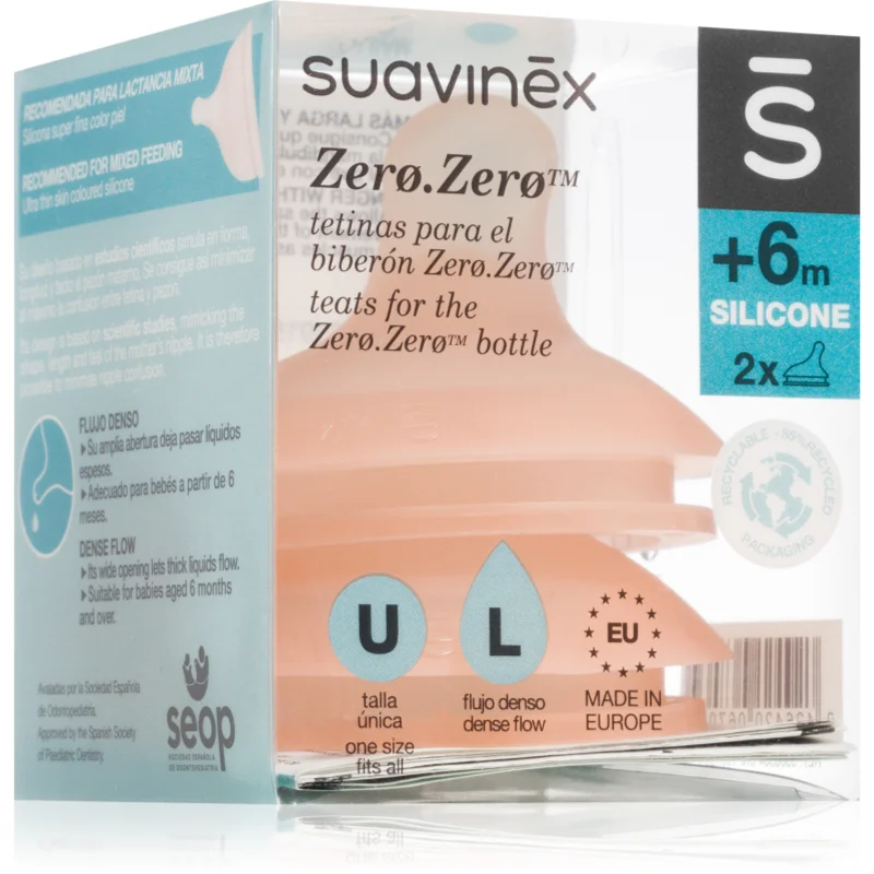 Suavinex Zero Zero Bottle Teat биберон за шише L Dense Flow 6 m+ - За деца - Сравни цени от 1 магазин с безплатна доставка