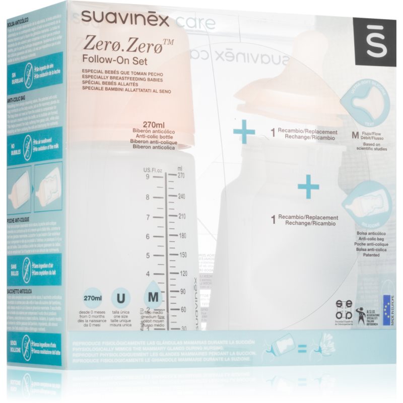 Suavinex Zero Zero Follow-On Set подаръчен комплект за бебета M Medium Flow 3 m+ - За деца - Сравни цени от 1 магазин с безплатна доставка