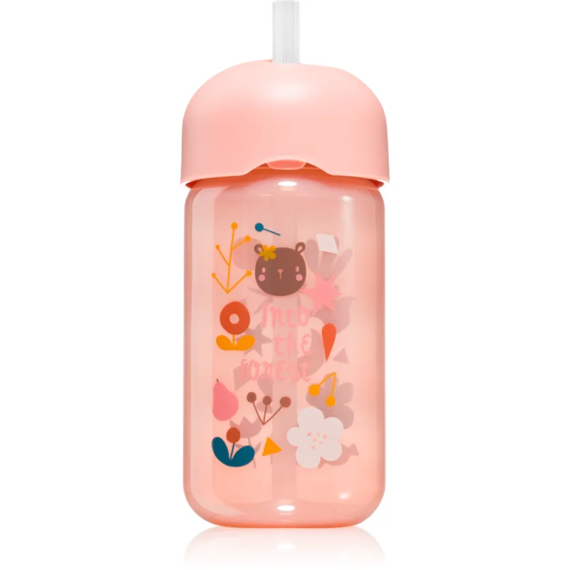 Suavinex Forest Straw Trainer Cup детско шише със сламка 18 m+ Pink
