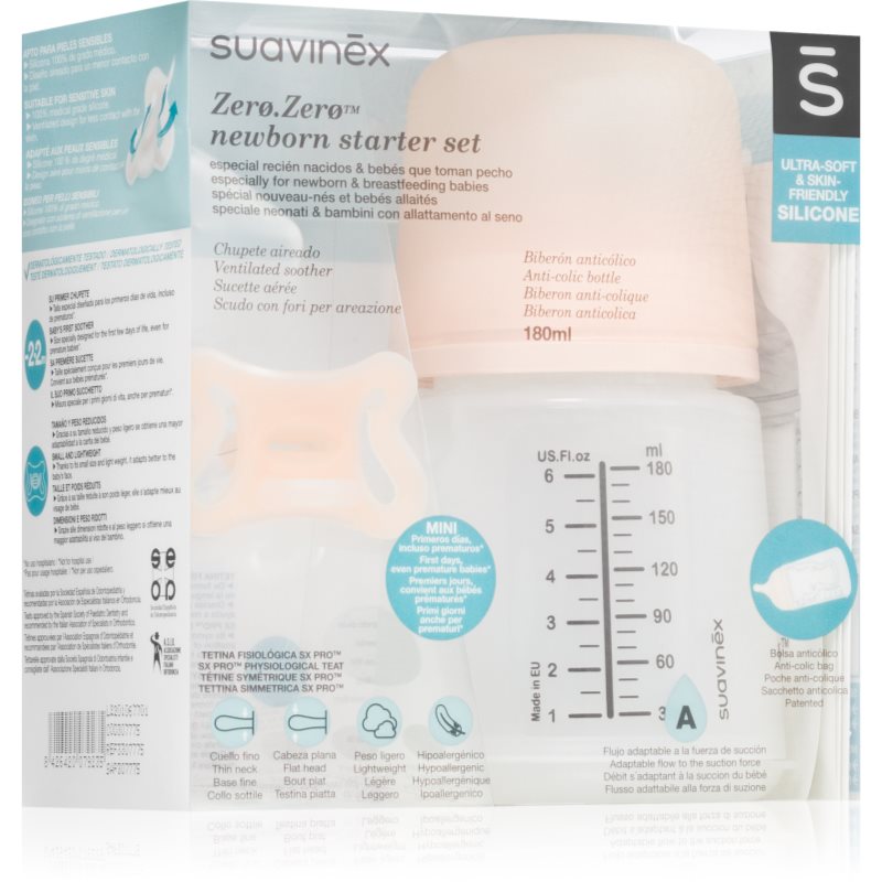 Suavinex Zero Zero Newborn Starter Set подаръчен комплект за деца от раждането им - Комплект - Сравни цени от 1 магазин с безплатна доставка