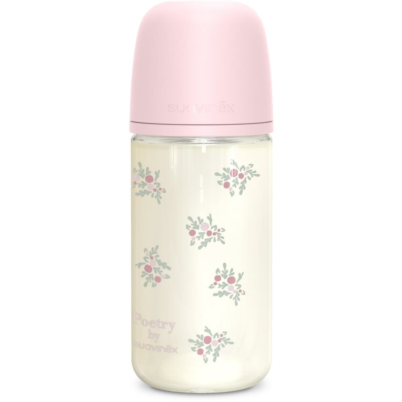 Suavinex Poetry SX Pro Physiological Glass M стъклено бебешко шише 3 m+ Medium Flow - Pink - За деца - Сравни цени от 1 магазин с безплатна доставка