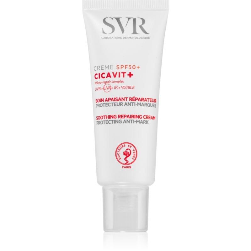 SVR Cicavit+ успокояващ и регенериращ крем с висока UV защита SPF 50+ - Грижа за тяло - Сравни цени от 1 магазин с безплатна доставка