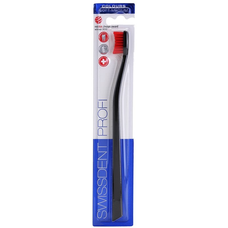 Swissdent Profi Colours Single четка за зъби средно- мека Black & Red