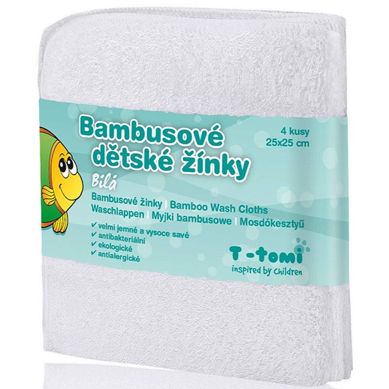 T-TOMI Bamboo Washcloth White кърпа за измиване 25x25 cm - Грижа за лице - Сравни цени от 1 магазин с безплатна доставка