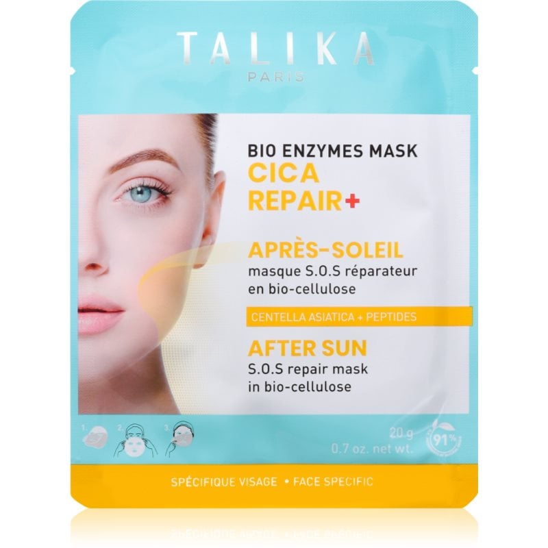 Talika Bio Enzymes Cica Repair After Sun успокояваща платнена маска след слънчеви бани