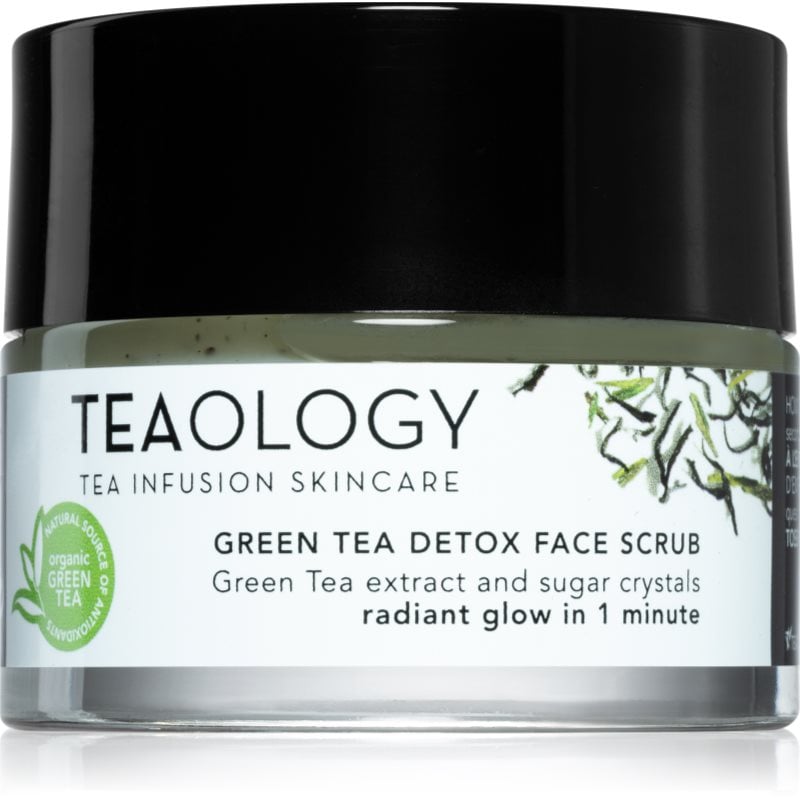 Teaology Cleansing Green Tea Detox Face Scrub скраб със захар за нежно почистване и подхранване на кожата със зелен чай