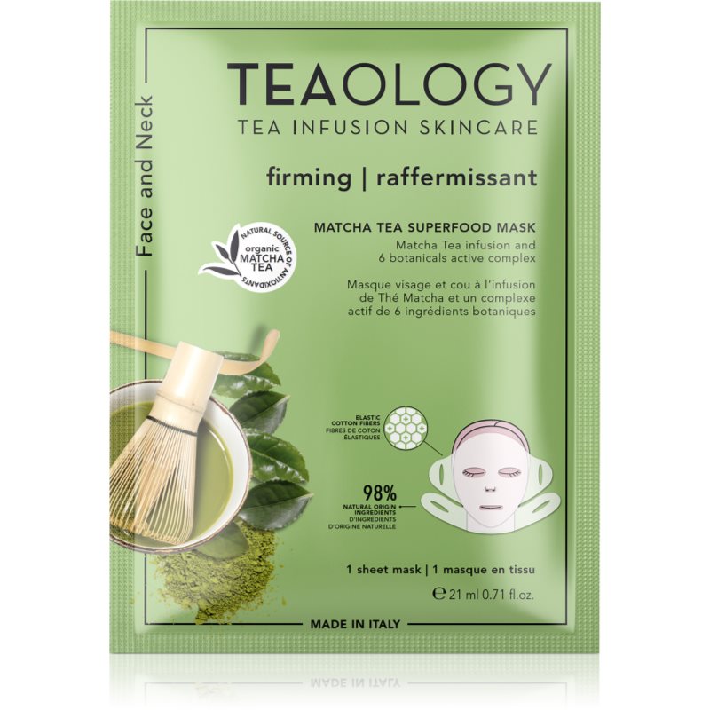 Teaology Teaology Matcha Tea Superfood Mask стягаща платнена маска за контурите на лицето с матча - Унисекс парфюм 21мл - Сравни цени от 1 магазин с безплатна доставка
