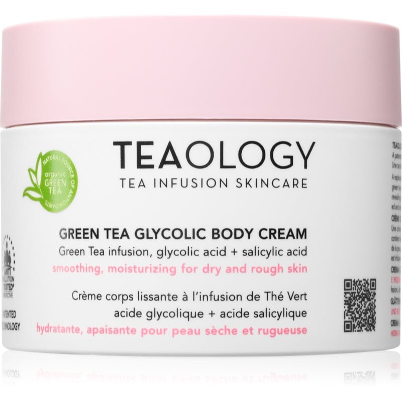 Teaology Green Tea Glycolic Body Cream хидратиращ лосион за тяло с изглаждащ ефект