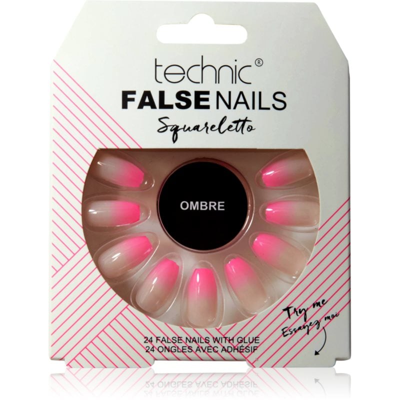 Technic Cosmetics False Nails Squareletto Изкуствени нокти Ombre