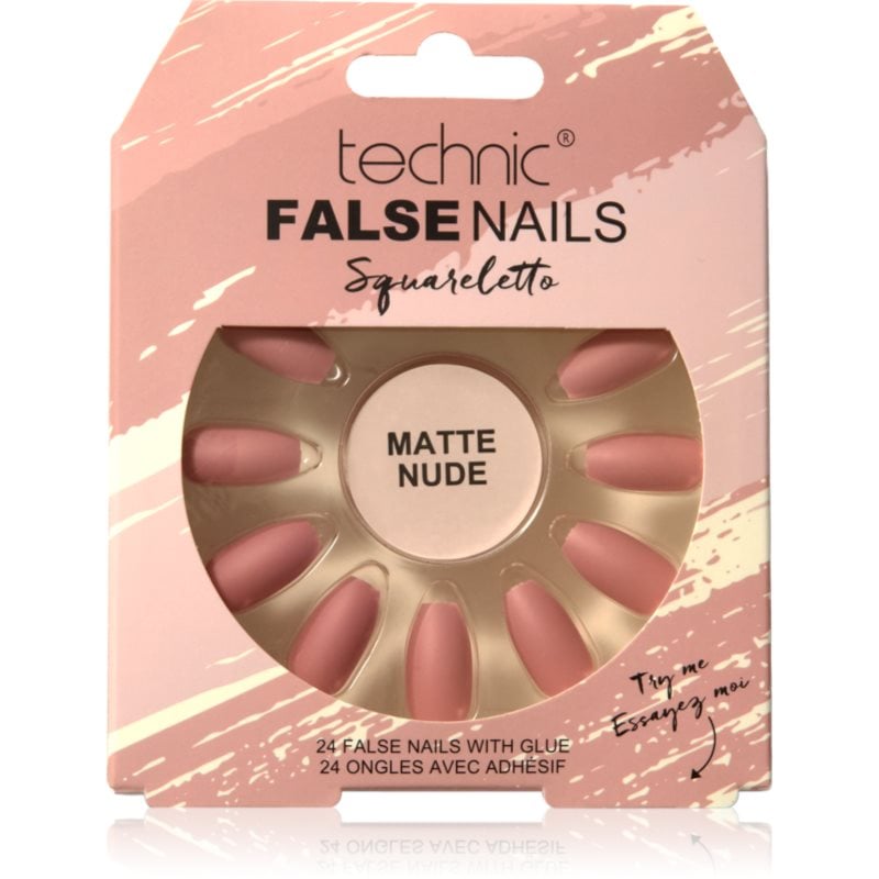 Technic Cosmetics False Nails Sqarletto Изкуствени нокти Matte Nude