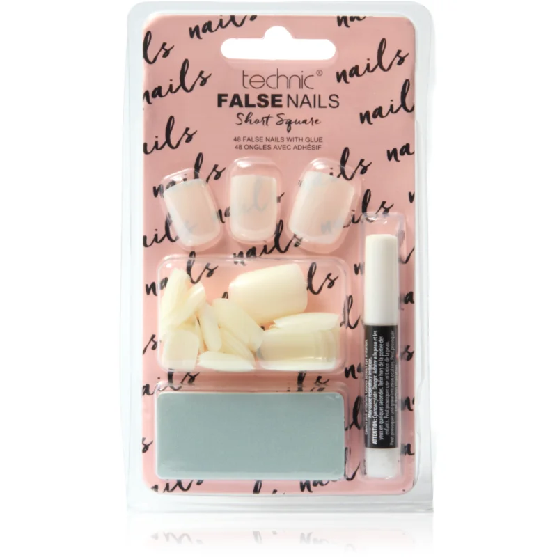 Technic Cosmetics False Nails Short Square Изкуствени нокти с лепило - Грим - Сравни цени от 1 магазин с безплатна доставка