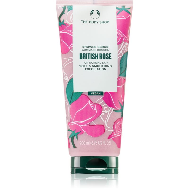 The Body Shop British Rose Shower Scrub нежен пилинг за тяло с аромат на рози