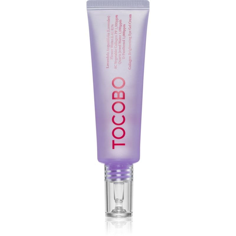 TOCOBO Collagen Brightening Eye Gel Cream притивобръчков крем за околоочната зона, намаляващ отоците и черните кръгове с лавандула