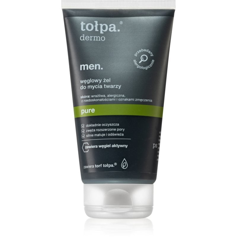 Tołpa Dermo Men Pure измиващ гел за лице с активен въглен