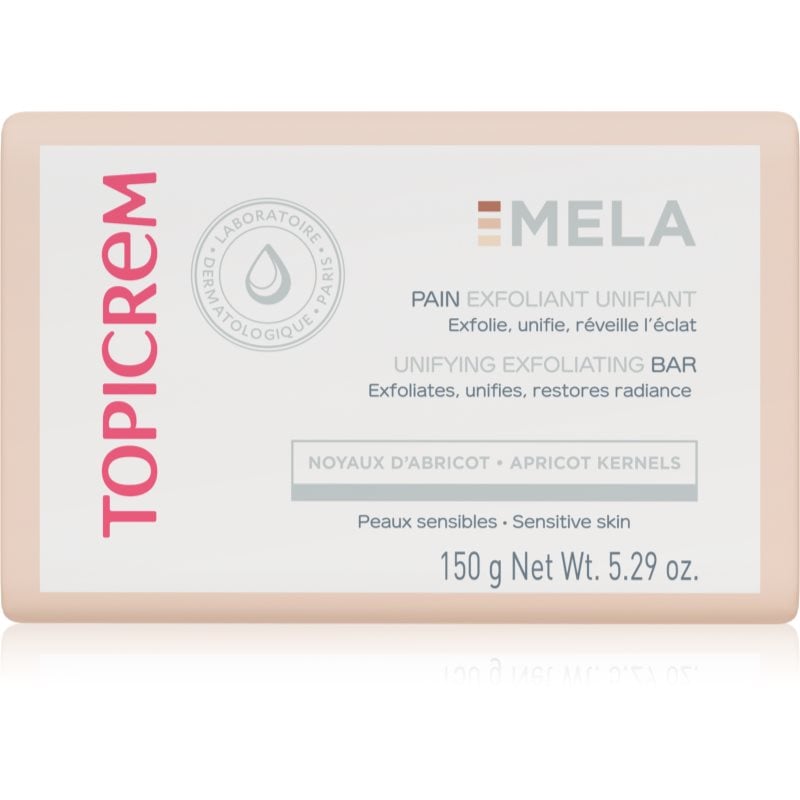 Topicrem MELA Unifying Exfoliating Bar почистващ сапун с ексфолиращо действие за лице и тяло