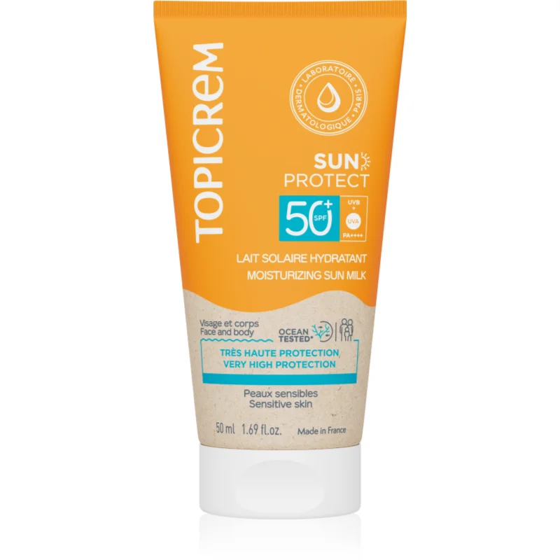 Topicrem Sun Protect Moisturizing Sun Milk хидратиращо мляко за тен SPF 50+ - Грижа за тяло - Сравни цени от 1 магазин с безплатна доставка