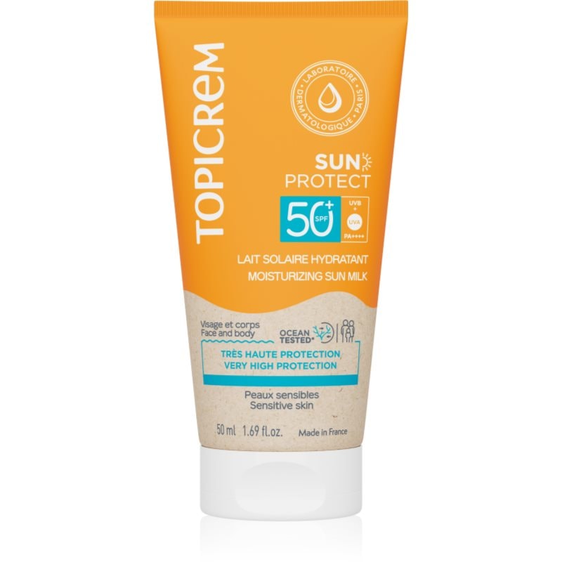 Topicrem Sun Protect Moisturizing Sun Milk хидратиращо мляко за тен SPF 50+ - Грижа за тяло - Сравни цени от 1 магазин с безплатна доставка