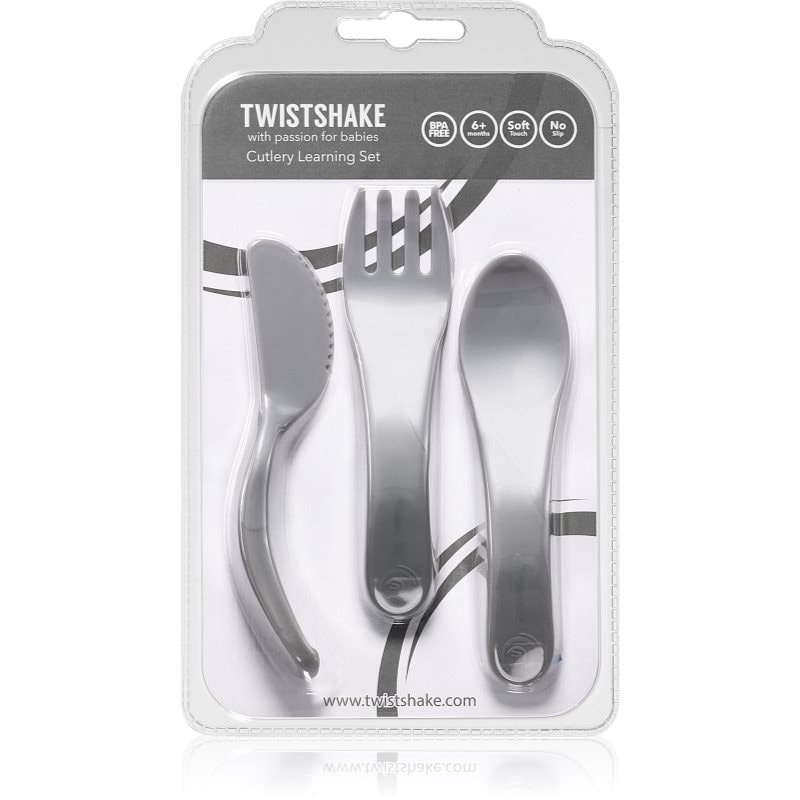 Twistshake Learn Cutlery прибор за деца 6+m Pastel Grey - За деца - Сравни цени от 1 магазин с безплатна доставка