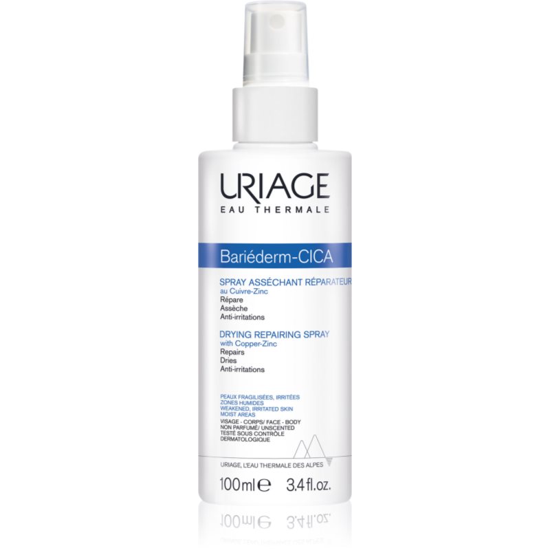 Uriage Bariéderm Cica Drying Repairing Spray изсушаващ репариращ спрей, съдържащ мед и цинк - Грижа за лице - Сравни цени от 1 магазин с безплатна доставка