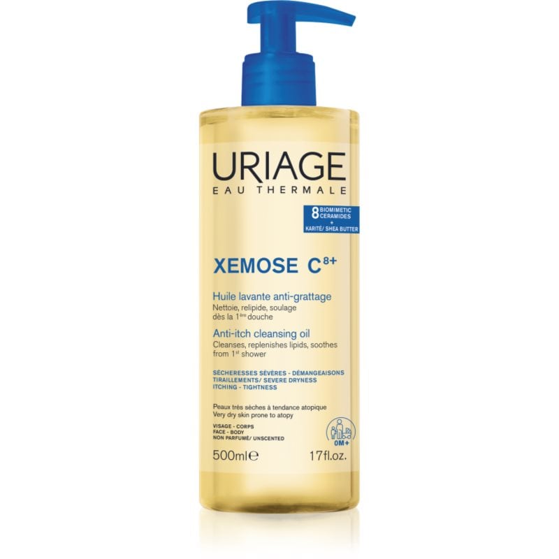 Uriage Xemose C8+ Anti-Itch Cleansing Oil успокояващо почистващо олио за суха и екзематична кожа