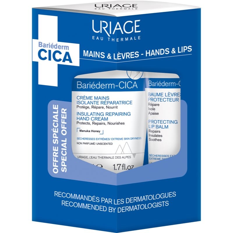 Uriage Bariéderm Cica Hands & Lips Set комплект за много суха кожа - Комплект - Сравни цени от 1 магазин с безплатна доставка