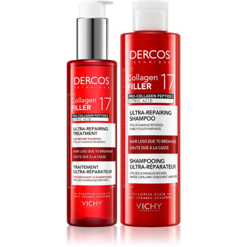 Vichy Dercos Collagen Filler 17 комплект за тънка коса със склонност към косопад - Комплект - Сравни цени от 1 магазин с безплатна доставка
