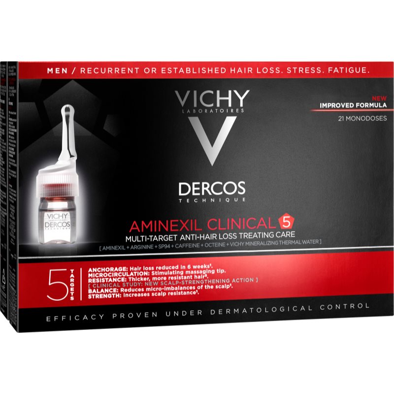 Vichy Dercos Aminexil Clinical 5 целенасочена грижа против косопад за мъже 21 x - Грижа за коса - Сравни цени от 1 магазин с безплатна доставка