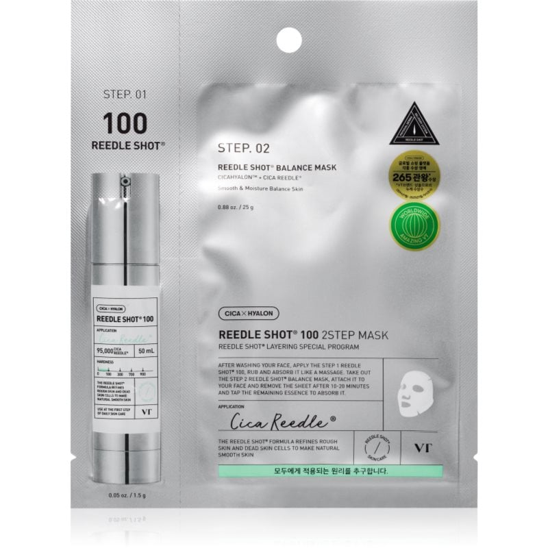 VT Cosmetics Reedle Shot 100 2-Step Mask интензивна възстановяваща маска за двуфазно третиране на кожата на лицето