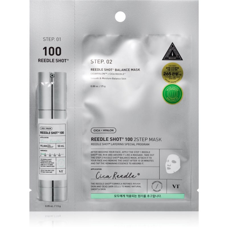 VT Cosmetics Reedle Shot 100 2-Step Mask интензивна възстановяваща маска за двуфазно третиране на кожата на лицето - Грижа за лице - Сравни цени от 1 магазин с безплатна доставка