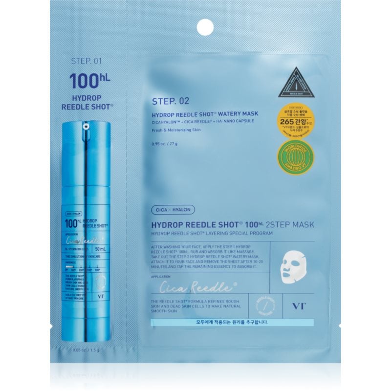 VT Cosmetics Hydrop Reedle Shot 100hL 2 Step Mask интензивна хидратираща маска за двуфазно третиране на кожата на лицето