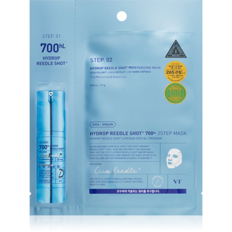 VT Cosmetics Hydrop Reedle Shot 700hL 2 Step Mask хидратираща в дълбочина маска за двуфазно третиране на кожата на лицето - Грижа за лице - Сравни цени от 1 магазин с безплатна доставка