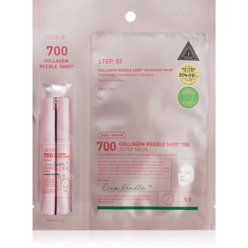 VT Cosmetics Collagen Reedle Shot 700 2-Step Mask маска с лифтинг и стягащ ефект за двуфазно третиране на кожата на лицето