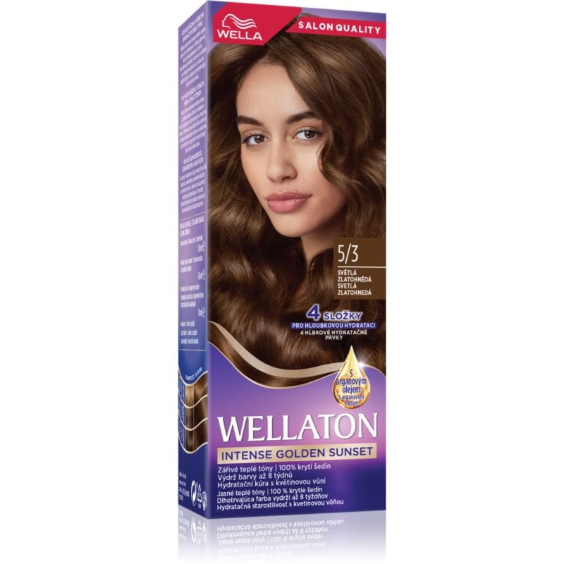Wella Wellaton Intense Golden Sunset перманентната боя за коса с арганово масло 5/3 Light Golden Brown 1 бр.