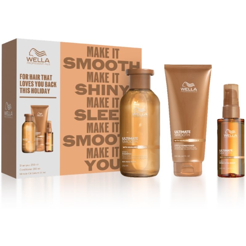 Wella Professionals Wella Professionals Ultimate Smooth подаръчен комплект за блясък и мекота на косата - Унисекс парфюм - Сравни цени от 1 магазин с безплатна доставка