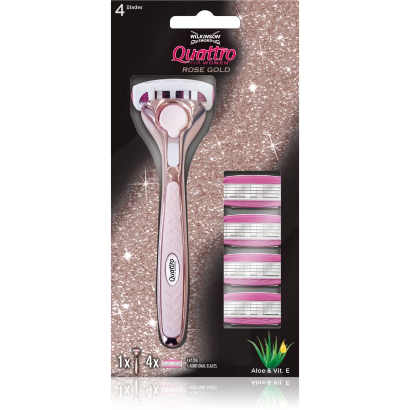 Wilkinson Sword Quattro for Women Rose Gold самобръсначка + резервни остриета - Електроуред - Сравни цени от 1 магазин с безплатна доставка