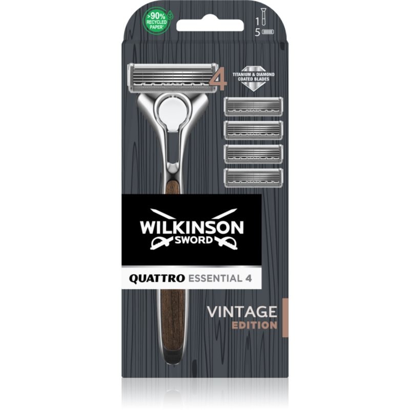 Wilkinson Sword Quattro Essentials 4 Vintage самобръсначка + резервни остриета - Електроуред - Сравни цени от 1 магазин с безплатна доставка