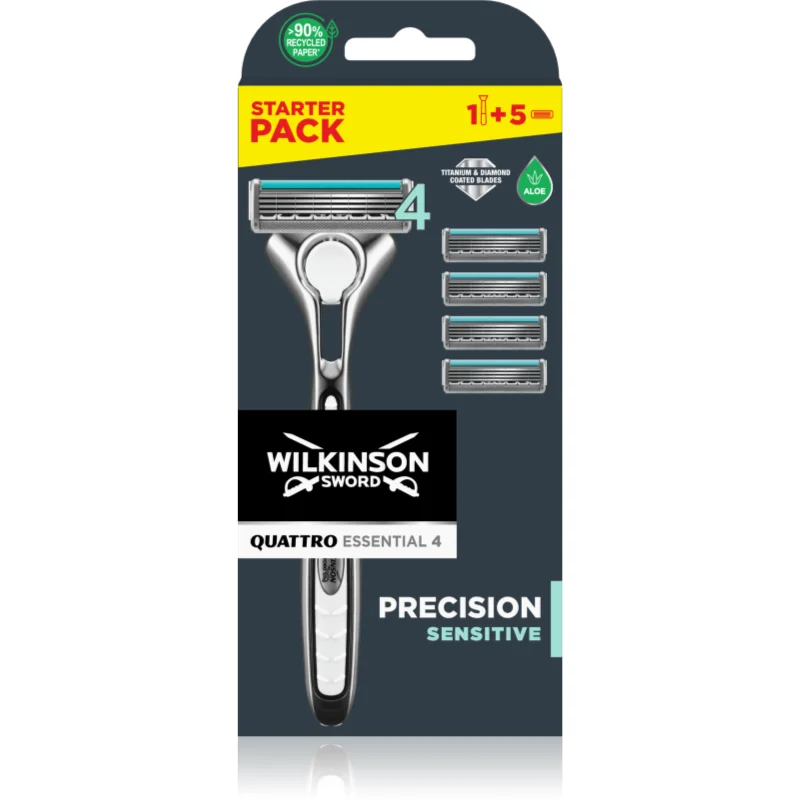 Wilkinson Sword Quattro Titanium Sensitive самобръсначка + резервни остриета - Електроуред - Сравни цени от 1 магазин с безплатна доставка