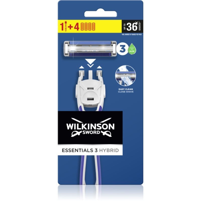 Wilkinson Sword Essentials 3 Hybrid самобръсначка + резервни остриета - Грижа за тяло - Сравни цени от 1 магазин с безплатна доставка