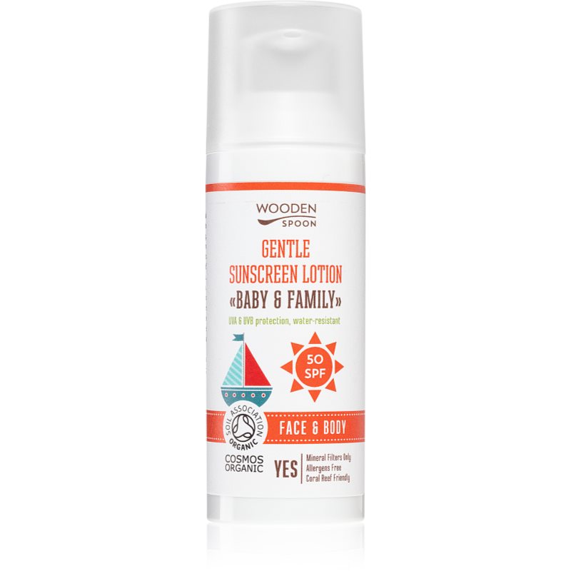 WoodenSpoon Baby & Family защитно слънцезащитно мляко за цялото семейство SPF 50 - Грижа за тяло - Сравни цени от 1 магазин с безплатна доставка