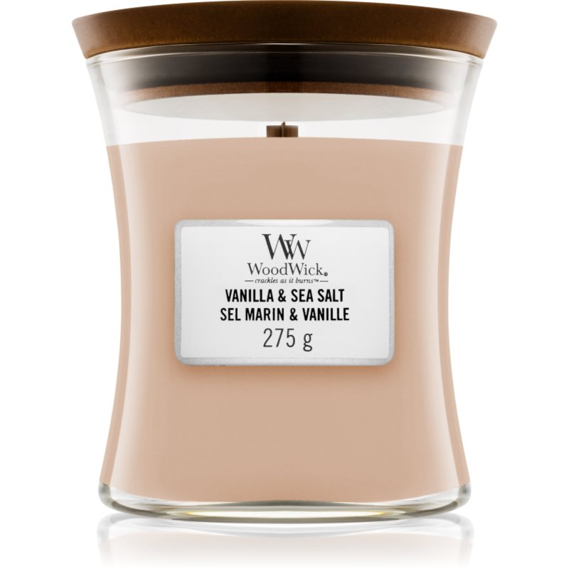 Woodwick Woodwick Vanilla & Sea Salt ароматна свещ с дървен фитил 275 гр. - Унисекс парфюм 275мл - Сравни цени от 1 магазин с безплатна доставка