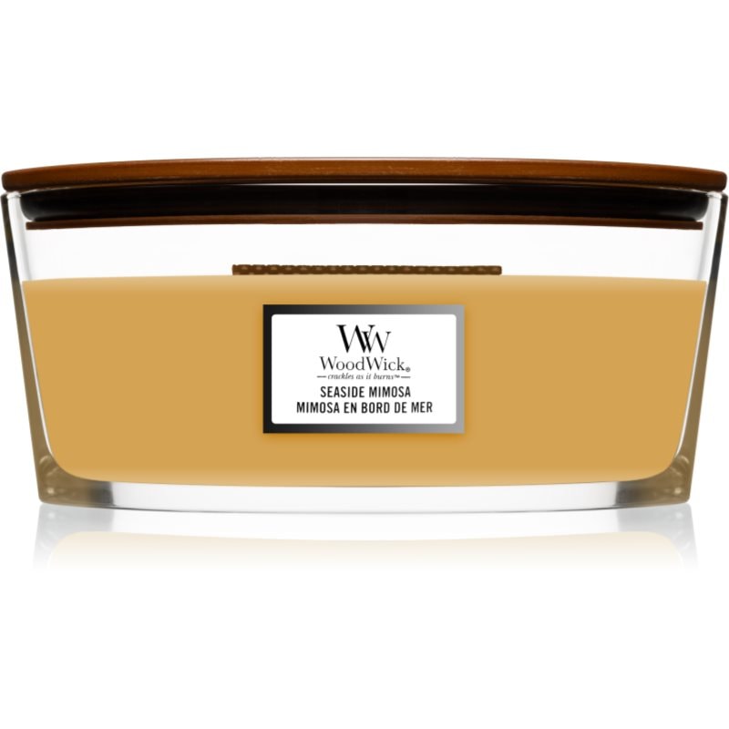 Woodwick Woodwick Seaside Mimosa ароматна свещ с дървен фитил (hearthwick) 453.6 гр. - Унисекс парфюм 6мл - Сравни цени от 1 магазин с безплатна доставка